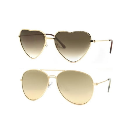 Time and Tru Women's Metal Sunglasses 2-Pack Bundle: Heart-Shaped Sunglasses and Aviator Sunglasses