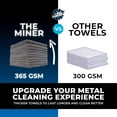 thumbnail image 3 of The Rag Company – The Miner – Microfiber Metal Polishing & Detailing Towels, Dual-Pile 70/30 Blend, 365gsm, 16in x 16in, Grey, 10-Pack, 3 of 9