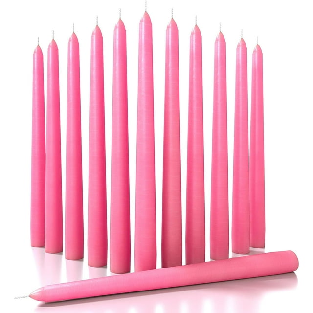 CANDWAX Bougies Coniques de 12 Pouces, Ensemble de 12 - Bougie Sans Coulure et Sans Fumée, Non Parfumée - Bâtons de Bougie à Combustion Lente - Bougies Roses