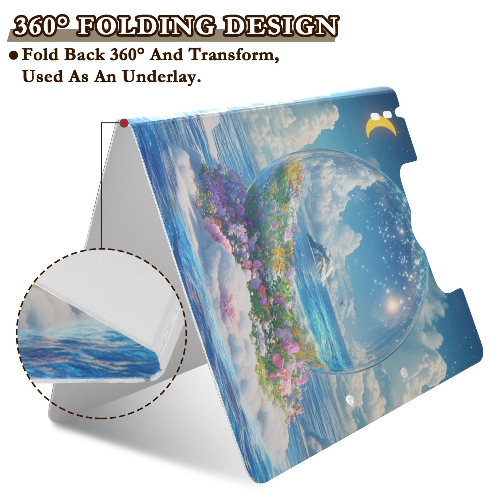 FORMRS A4 Clipboard Folder with Pen Holder Horizontal Foldable School Office Binder, Crystal Ocean