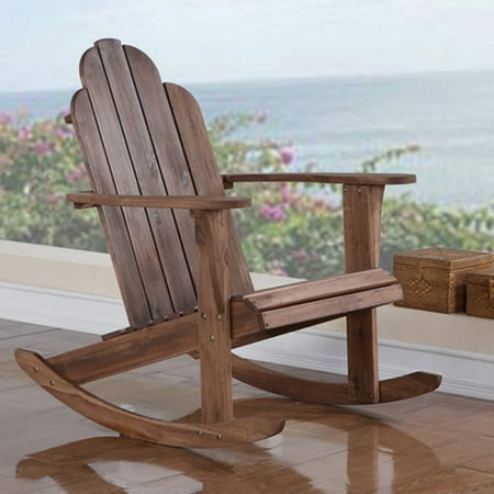 Back Rocker - Linon Adirondack Rocker, Teak Color, High Back 37 inches