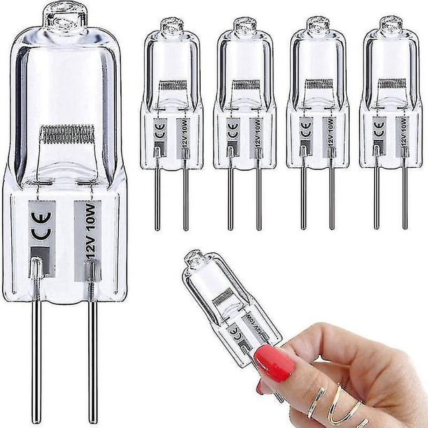 10 bombillas halógenas G4, lámpara halógena básica de eje de 12 V y 10 W, blanco cálido de 3000 K, graduable, lámpara halógena de bajo voltaje G4