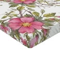 thumbnail image 2 of Ambesonne Flower Fitted Sheet, Dog Rose Garden Floral, Full Size, Lime Green Pale Pink, 2 of 3