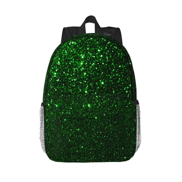 Easygdp Green Sparkling Mochila Ligera de 15 Pulgadas para Estudiantes, Mochila Cómoda para la Escuela y Viajes, Correas Ajustables