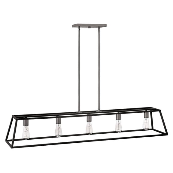 3335DZ Hinkley Lighting Fulton - 5 Light Open Frame Linear Chandelier in Transitional-Industrial Style - 50 Inches Wide by 9 Inches High-Aged Zinc