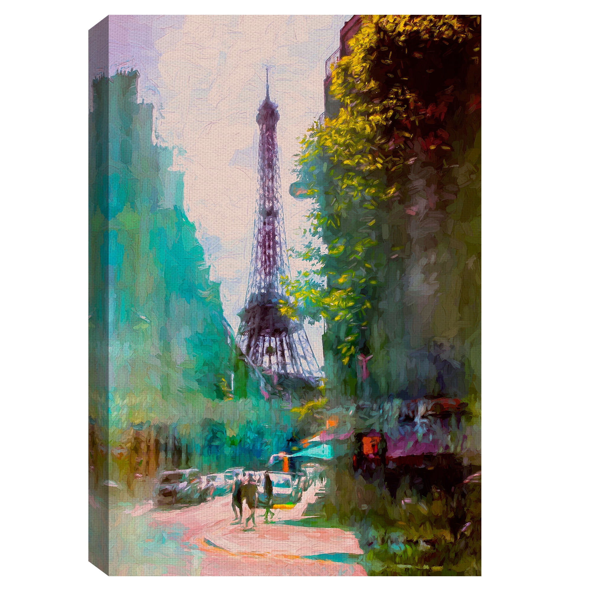 Masterpiece Art Gallery Paris Street Eiffel Tower By John Rivera Canvas Art Print 24" x 36"