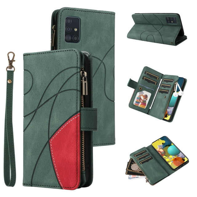 Compatible with Samsung Galaxy A51 4G Wallet Case with Card Slots PU Leather Zipper Flip Folio Cover