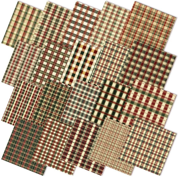 Paquete de tela FuWeave, acolchado navideño vintage de 25 x 25 cm, 60 unidades