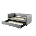 thumbnail image 3 of Classic Wood Daybed with Trundle Upholstered Pleated Design Gray Fabric - Saltoro Sherpi, 3 of 4
