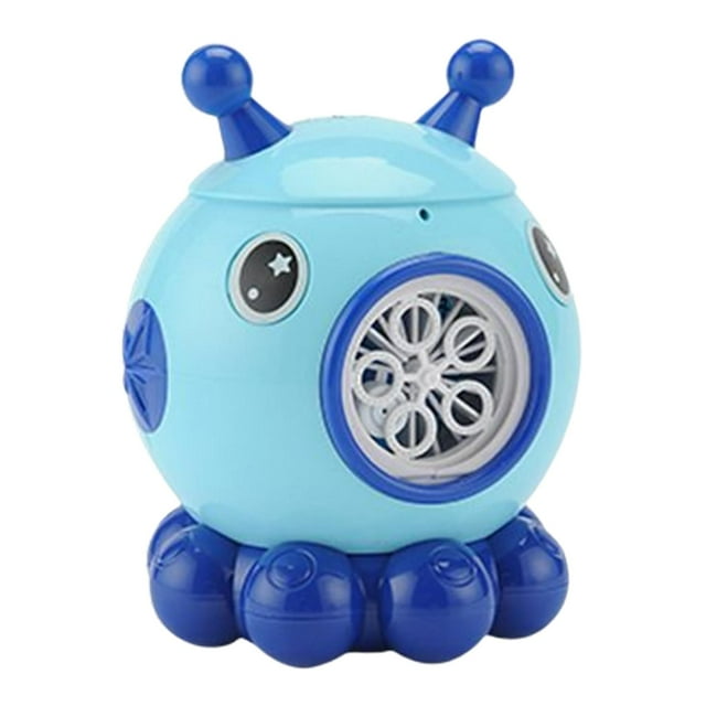 Juego de soplador de burbujas, juguete para niños pequeños con luces y música, soplador de burbujas de jabón de dibujos animados Pulpo azul de 5 agujeros