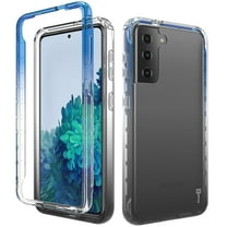 CoverON For Samsung Galaxy S21 FE Case, Gradient Heavy Duty Clear Full Body Shockproof Phone Cover, Blue / Black