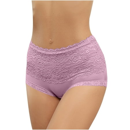 Odbmxy Lace Plus Size Panties for Women Cotton High Waist Brief Underwear for Women Single Color Sliqs Purple Panties