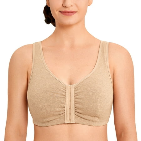 

LAUDINE Women s Cotton Post Surgery Front Closure Plus Size Bra