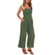 thumbnail image 4 of Mono de lino INSPIRE CHIC para mujeres, casual, con tirantes de espagueti, sin mangas y piernas anchas, color verde ejército, 4 of 5