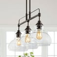 thumbnail image 4 of JONATHAN Y Marlowe 32.5" 3-Light Farmhouse Industrial Iron/Glass Linear LED Pendant, Oil Rubbed Bronze/Clear, 4 of 11