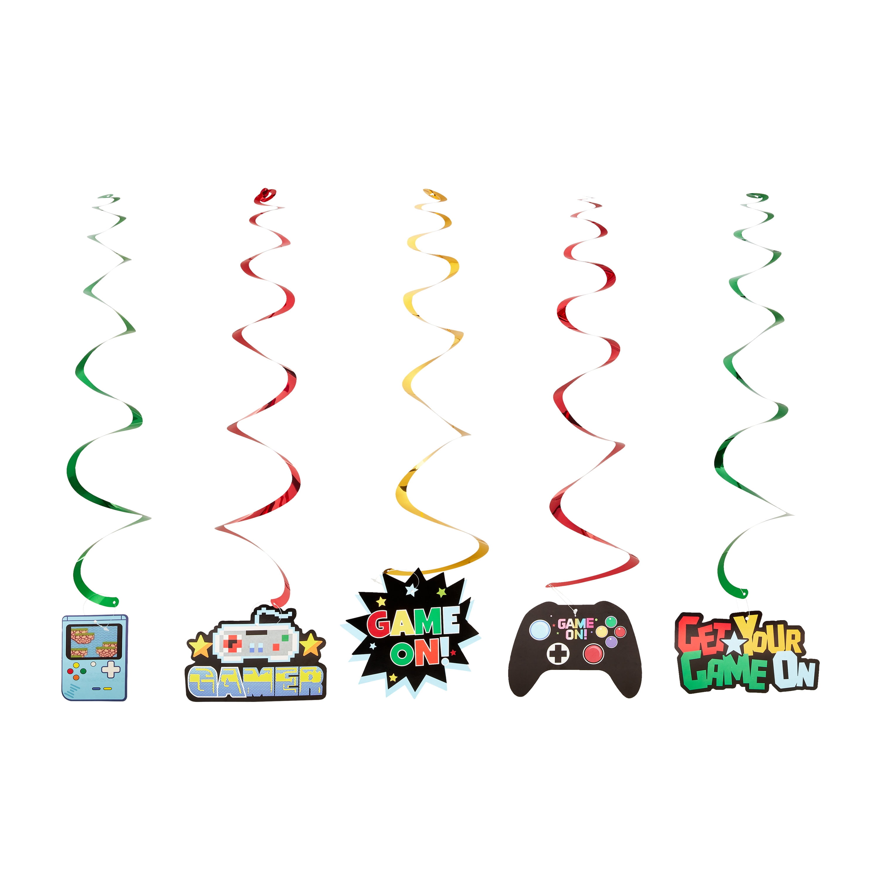 Multicolor Gamer Dizzy Paper Party Danglers, 5 Pieces, by Way To Celebrate