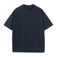 thumbnail image 5 of Zylanna Men's Casual Shirts Tee, Solid Color Short Sleeve Basic Loose Homewear Crew Neck Breathable Summer Tops for Man Navy Size M, 5 of 5