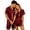 Wine, variant on Cozy Couple Pajamas Set Short Sleeve Collar Button Down Tops with Side Slit Short Pants Sleepwear for Women White,XL