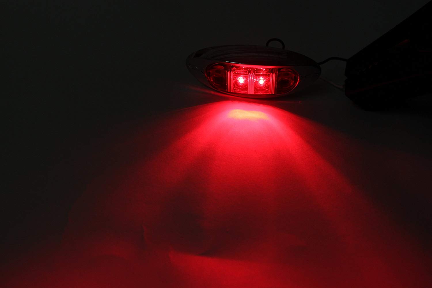 Pair of 2 LED Oval Clearance/Side Marker Light with Chrome Bezel Clear Lens Red for TRUCK TRAILER 2" -D