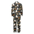 thumbnail image 5 of Halloween Pajamas Women Casual Full Theme Printed 2 Pc Long Sleeve Pocket Button Down Lapel Shirts Loose Pants Soft Fall Winter Nightwear Silk Comfy Womens Loungewear Set Dark Gray XXL, 5 of 6