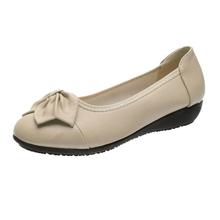 

Casual Shoes for Women Ladies Fashion Solid Color Leather Bow Shallow Soft Sole Flat Casual Shoes Women Casual Shoes Pu Beige 38