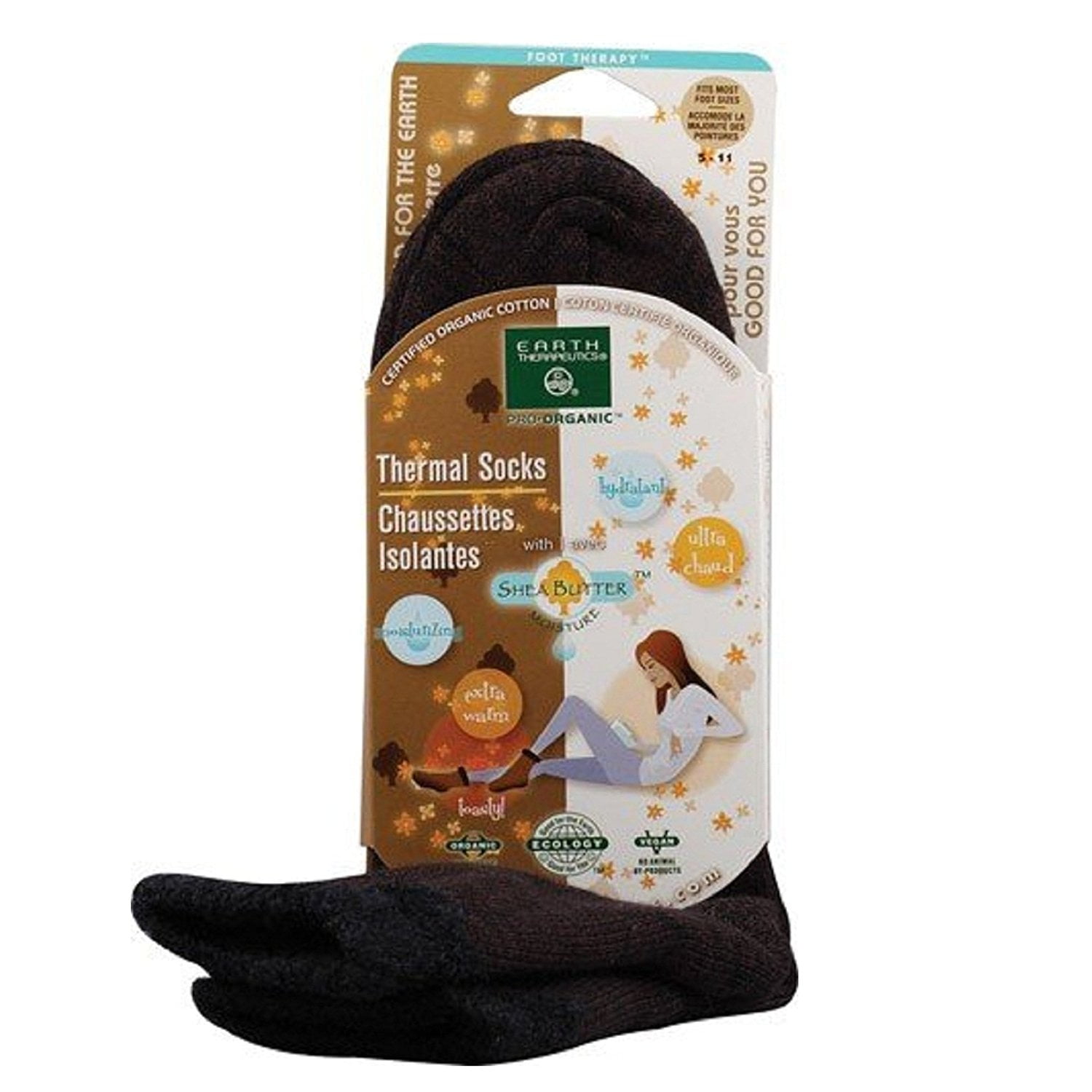 Earth Therapeutics Thermal Double layer Socks Brown/Black 1 unit