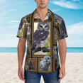 thumbnail image 5 of Owl Men'S 3d Print Casual Button Down Shirts, Novelty Hawaiian Short Sleeves L, 5 of 7