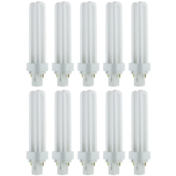 10 Pack Sunlite 18 Watt PLD 2-Pin Double U-Shaped Twin Tube, G24D-2 Base, Soft White