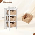 thumbnail image 3 of GetRich 3-Tier Nightstand with 3 Wicker Baskets, Wooden X-Design Side Table End Table, Beside Table with Acacia Wood Legs, Mid Century Accent Storage Cabinet for Small Spaces, Bedroom, White, 3 of 8