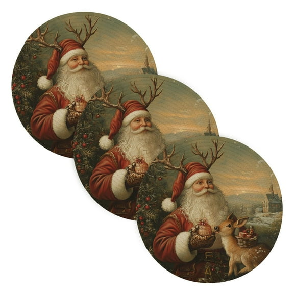 BZSMCE Mats for Pots,Pans Place Leisurely Santa Claus Simple Style Pattern Pot Mats