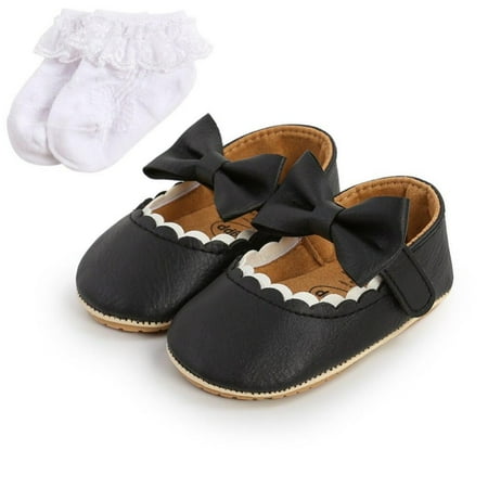 

Clearance Classic Baby Soft Leather Shoes Infant Toddler Bow Non-slip Rubber Flat Soft-sole PU First Walkersborn Girl Shoes Accessorie