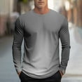 thumbnail image 2 of VSSSJ Long Sleeve Shirt for Men Relaxed Fit Casual Dressy Gradient Print Round Neck Streetwear Shirt Lightweight Comfortable Athletic Tops Gray L, 2 of 5