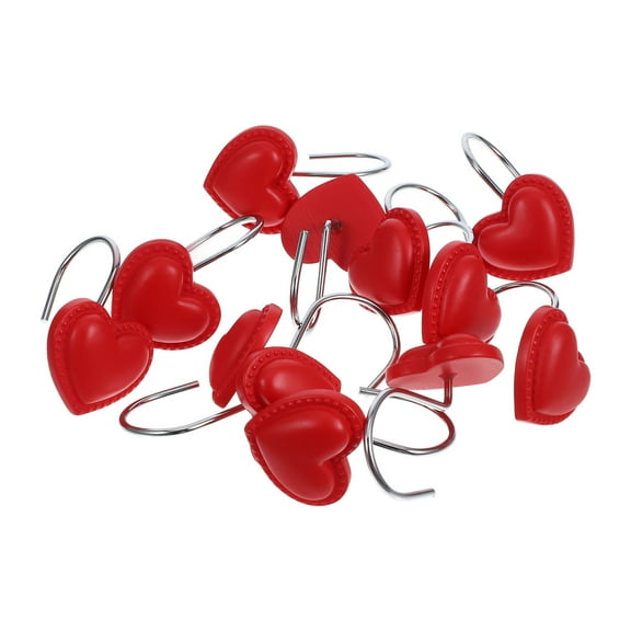 Raindrops 12Pcs Red Iron Curtain Hangers for Shower and Bedroom Hooks Strong Lightweight
