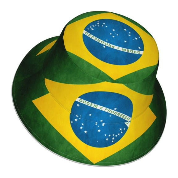 Brazilian Flag Bucket Hat With Reflective Stripe Beach Sun Fishing Hat Reversible For Men Women