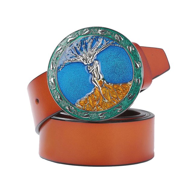 Cinturón de material cuero con Hebil Taldo de Árbol de de Mitología Griega Accesorios de Pantalones Casuales marrón BLESIY Cinturón del árbol de la vida