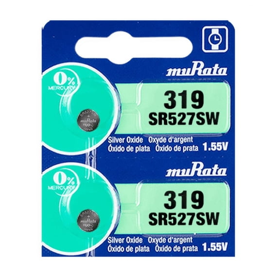 Murata 319 Battery 1.55V Silver Oxide Watch Button Cell (2 Batteries)