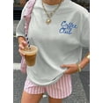 thumbnail image 3 of Coffee Club Print Summer Women's Oversize Short Sleeve Top, Casual Women's Wear, Summer T-Shirt, Summer Tops, Graphic T-Shirt, 3 of 5