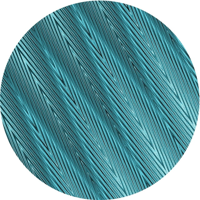 Ahgly Tapis Rond Lavable en Machine Intérieur Transitionnel Turquoise Bleu Vif, 7 Pieds Rond