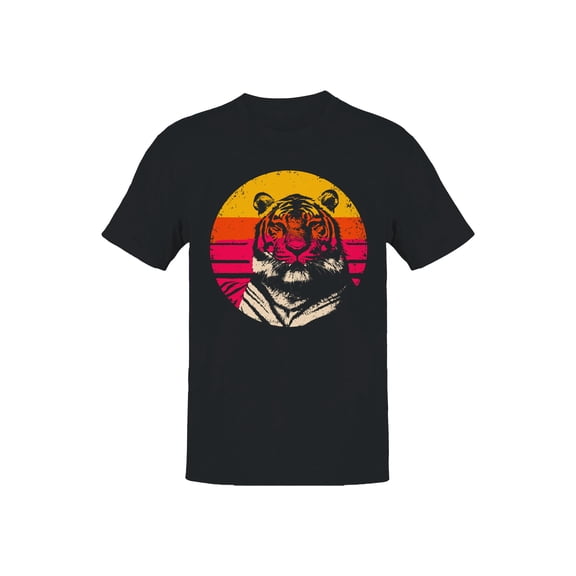 Retro Sunset Tiger Print Art Men's T-shirt