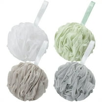 NOGIS Bath Shower Loofah Sponge, 4 Pack 60G Large Shower Mesh Ball Soft Pouf Body Scrubber, Exfoliate, Cleanse, Soothe Skin, Loofah Sponges for Men and Women,Christmas Gifts, Multi Colour