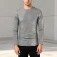 thumbnail image 2 of Afdoent Mens Long Sleeve T-Shirt Solid Color Casual T Shirt For Classic Crew Neck Comfort Fit Top Streetwear, 2 of 4