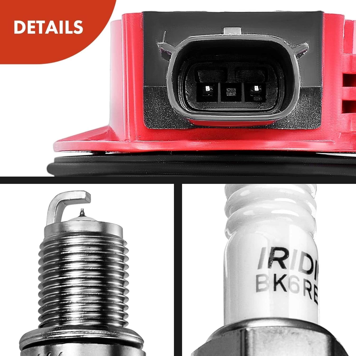 A-Premium (Red) Ignition Coils and Spark Plugs Kits Compatible with Ford F-150 2011-2016, Mustang 2011-2015, 5.0L 8-PC Set