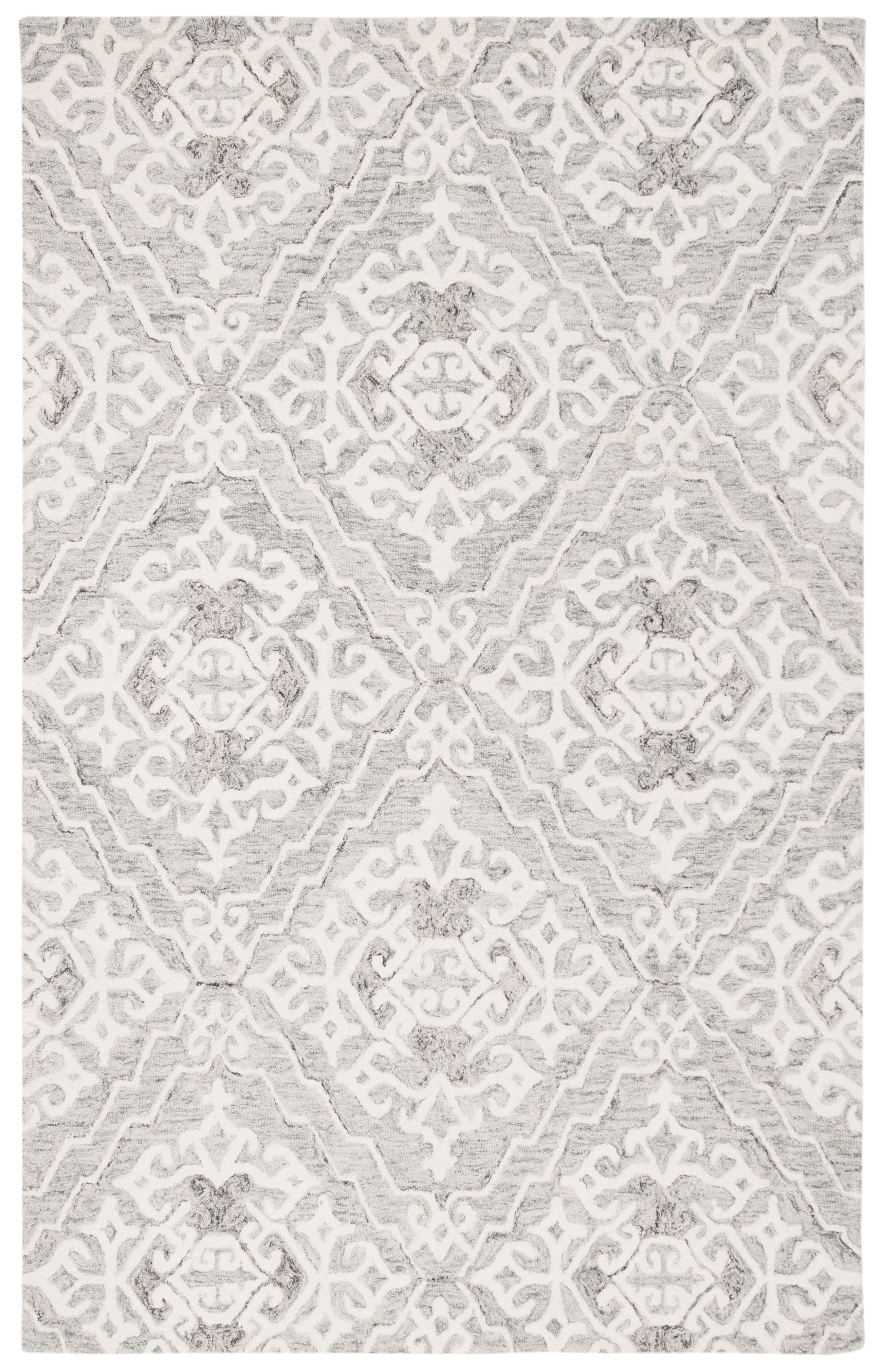 SAFAVIEH Micro-Loop Constantina Geometric Wool Area Rug, Grey/Ivory, 5' x 8'