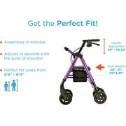 NOVA Star DX Rollator Walker with Wide Padded Seat, 8 Wheels, Fold Lock Feature, Rolling Walker with Adjustable Seat Height & 350 lb Weight Capacity, Blue