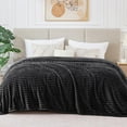 thumbnail image 5 of BEDELITE Fleece Blanket King Size – 3D Ribbed Jacquard Soft and Warm Decorative Fuzzy Blankets – Cozy, Fluffy, Plush Lightweight Throw Blankets for Couch, Bed, Sofa(Black, 108x90 inches), 5 of 5