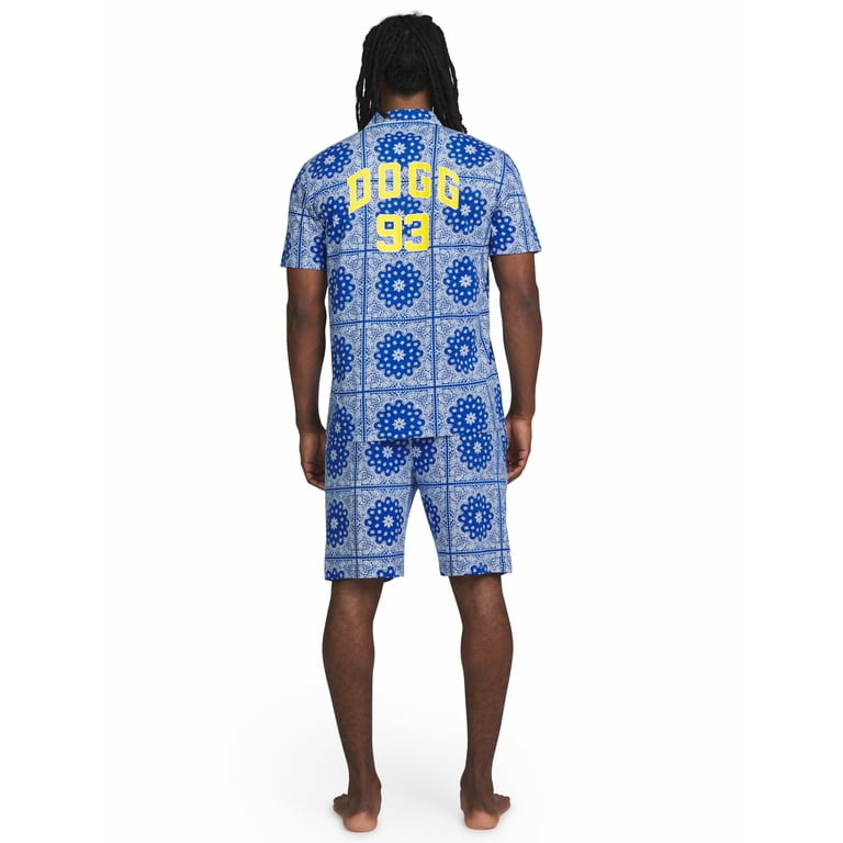 Dogg Supply by Snoop Dogg Men s Print Notch Collar Shirt and Shorts Pajama Set 2 Piece Walmart