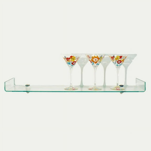 8" D x 31 1/2" Osprey Bent Glass Shelves - 2 Brackets Included with Each Shelf By Spancraft Glass