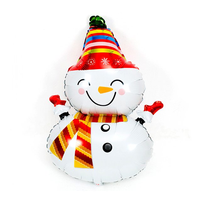 uds globos de papel de aluminio de Navidad Santa Reno muñeco de nieve felices fiestas decoración de globos gigantes suministros para fiestas, muñeco de nieve con bufanda roja brillar Electrónica