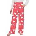 thumbnail image 2 of uublik Pants for Boys Girls Size 4T-14 Valentine's Day Sleep Pants Soft Elastic Waist Kids Bottoms Love Printed Lounge Pants Red, 2 of 4