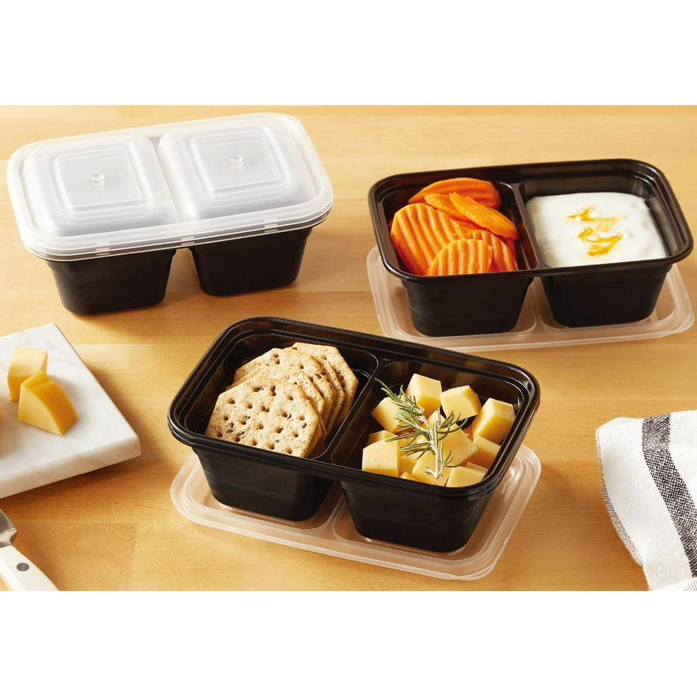 Mainstays Rectangular 620ml Snack Divider Container, 5 Pack Clear Lid